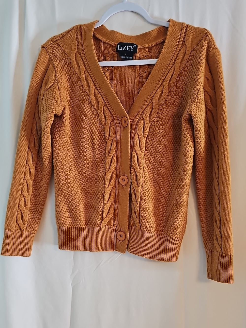 Lizey Women's Cable Knit Cardigan - Mustard